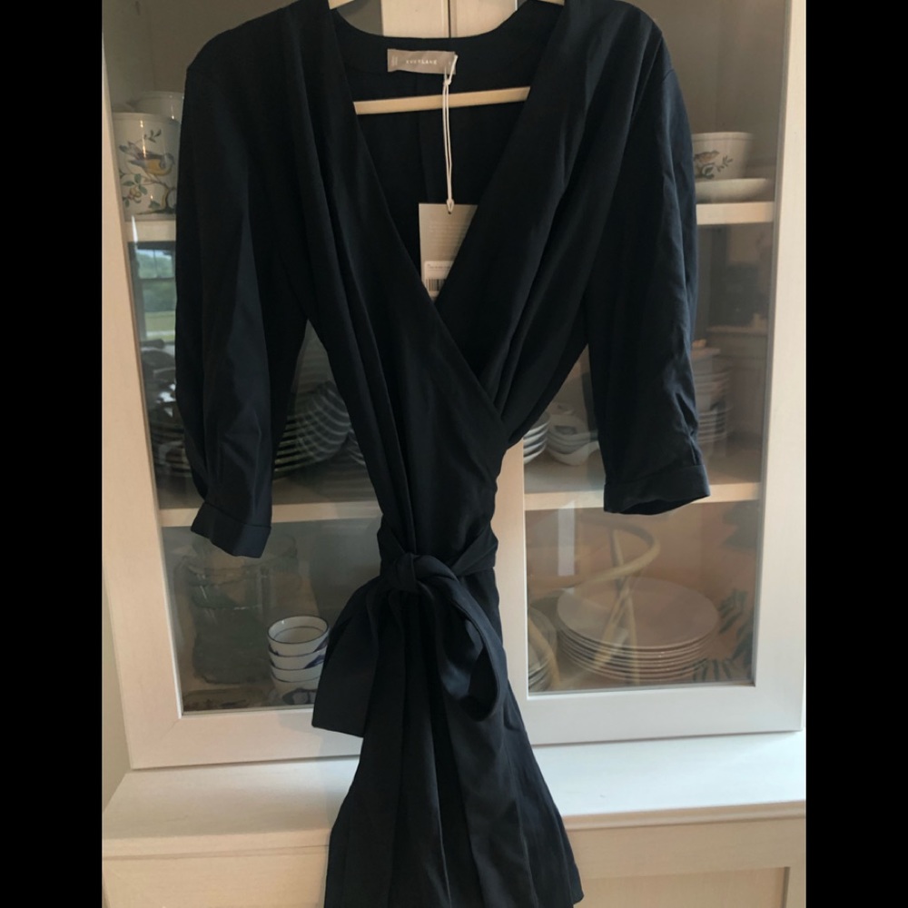 Everlane Go Weave wrap dress size 6 black